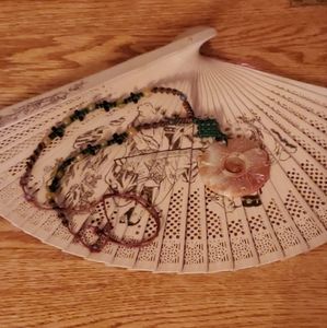 Handcrafted Silk Threaded Beaded Necklace w/ Carved Jade Pendant